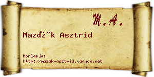Mazák Asztrid névjegykártya